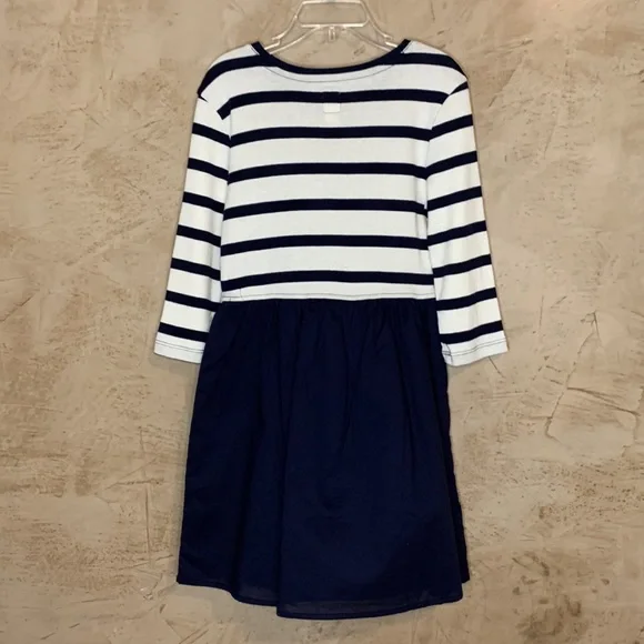🍁 3/$15 NEW NWT Gap Kids Navy Blue Half Stripped Knit Dress Size Small (6/7) - Picture 4 of 17